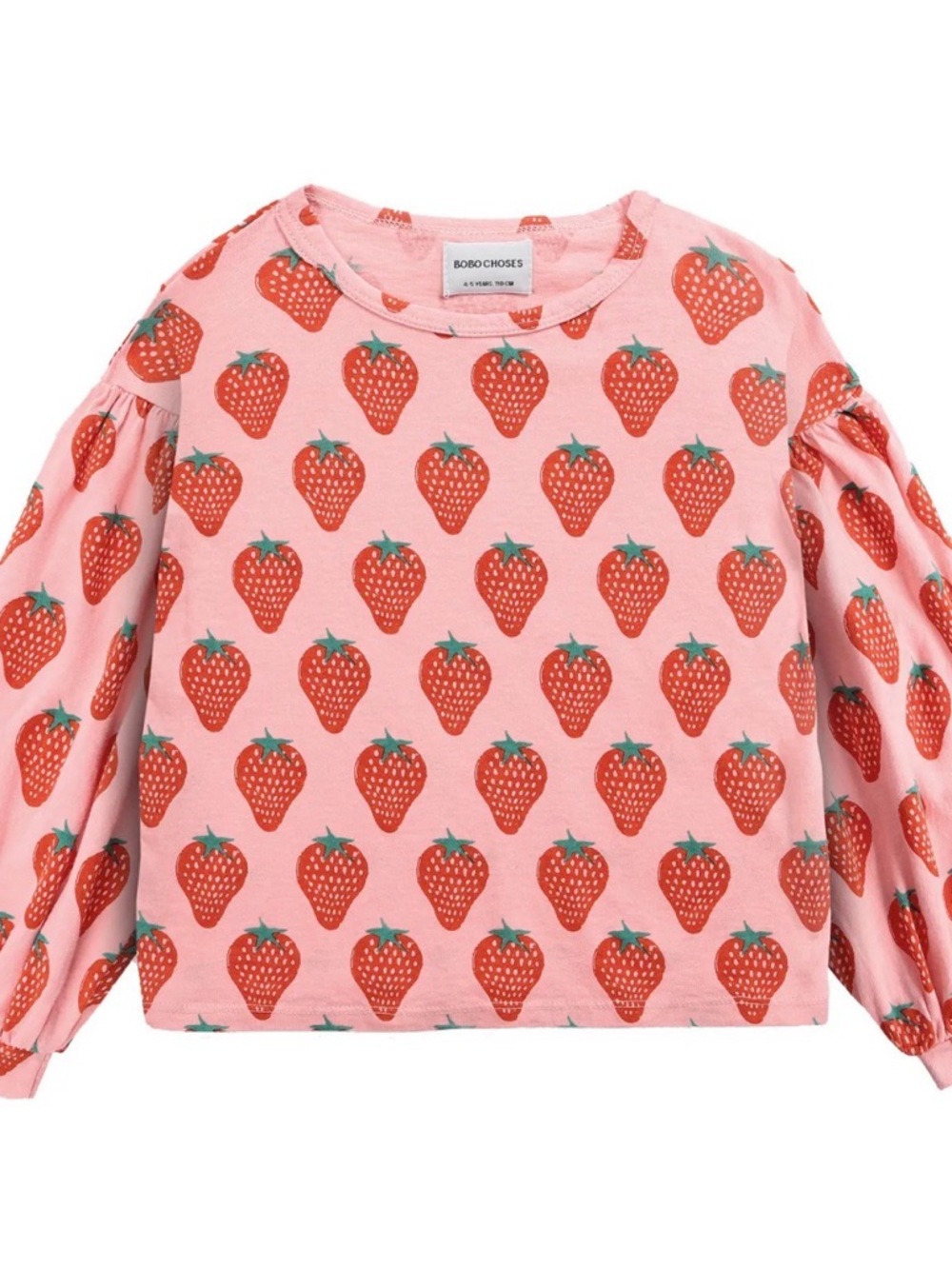 BoBo Choses Long-Sleeve Top with Red Strawberry Print Sz 2-3y.
